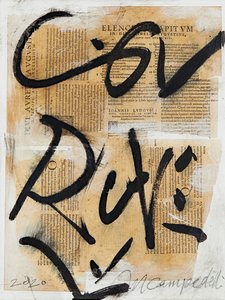 Texto #09, 2020 (collage, blandteknik på duk) av Marco Campedelli