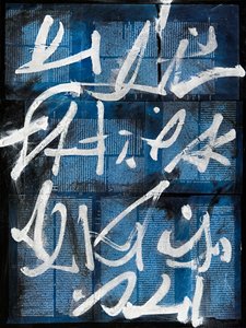 Texto #15, 2020 (collage, blandteknik på duk) av Marco Campedelli