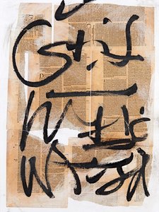 Texto #19, 2020 (collage, blandteknik på duk) av Marco Campedelli