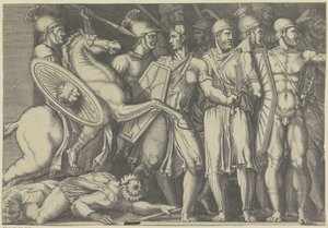 Trajanus slåss med Dacians av Marco Dente (attributed to)