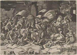 Strid med en Cutlass, ca. 1515-27. av Marco Dente