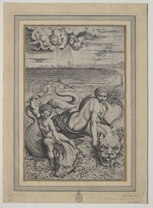 Kärlek och Amor buren av delfiner, 1500-tal.