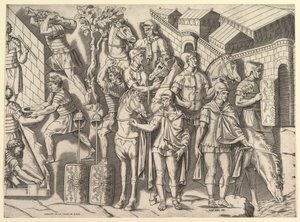 Romersk storhet: Romerska ryttare, från Trajans kolumn, 1500-talet. av Marco Dente