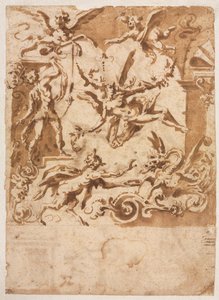 Grotesque with a Satyr Feeding a Dragon recto, Grotesque with a Leaping Centaur verso, c1565158