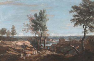 Vidsträckt pastoralt landskap, ca. 1700-1730. av Marco Ricci