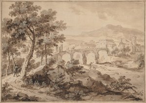 Landskap med bro, 1700-1729. av Marco Ricci