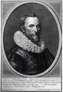 Självporträtt, graverat av Wenceslaus Hollar, 1644 av Marcus Garret Gheeraerts the Younger