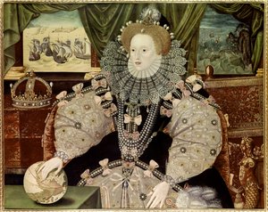 Porträtt av drottning Elizabeth I av England, känt som Armada-porträttet, ca 1588 (olja på pannå)