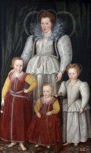 Porträtt av Anne, Lady Pope (1561-1625) med sina barn