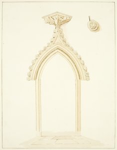 Dörröppningen till Vestry Room of Bristol Cathedral (penna och akvarell på papper) av Marcus H. Homes