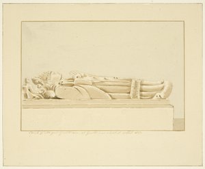 Effigy of Abbot Guilliam i Bristol Cathedral (penna och akvarell på papper) av Marcus H. Homes