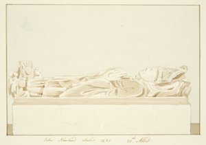 Effigy of Abbot Newland, i Bristol Cathedral (penna och akvarell på papper) av Marcus H. Homes