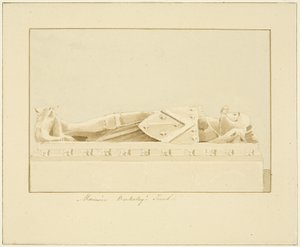 Effigy of Maurice, 7th Earl of Berkeley, i Bristol Cathedral (penna och akvarell på papper) av Marcus H. Homes