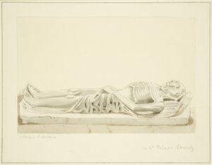 Effigy på ett monument i Peterskyrkan (penna och akvarell på papper)
