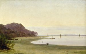 Elbes strand (olja på papper monterad ombord)