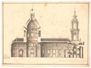 Längdsnitt genom samma kyrka av Marcus Tuscher