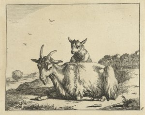 Liggande get med lamm Goats and Bucks (serietitel)