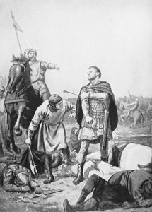 Alp Arslanis tillfångatagande av kejsaren Romanus Diogenes år 1071 (litografi)