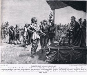 Caractacus inför Claudius, illustration från "Hutchinson