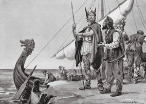 Rurik reser till slavernas land, 862 e.Kr. (litografi)