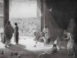 Sangar av Carchemish som tar emot Ashur-nasir-pal III (lito) av Margaret (after) Dovaston