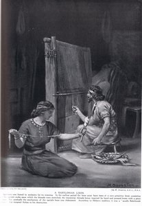 En babylonisk vävstol, illustration från "Hutchinson