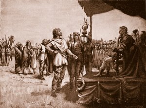 Caractacus inför Claudius, illustration från "Hutchinson