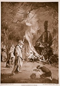 Druiderna offrar människor, illustration från "Hutchison