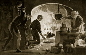 Lambert Simnel i köket, illustration från "Hutchinson