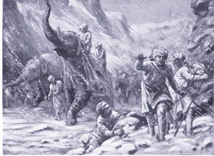 Mahmud av Ghaznis första framgång 1000 e.Kr. (litografi) av Margaret Dovaston
