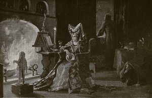 Hertiginnan av Gloucester utövar trolldom, illustration från "Hutchinson
