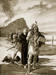 Plundringen av Lindisfarne, illustration från "Hutchinson