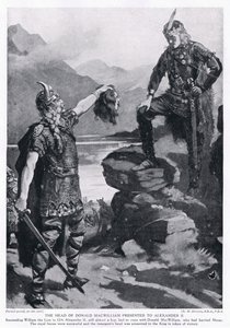 Donald MacWilliams huvud presenterat för Alexander II AD1214 av Margaret Dovaston