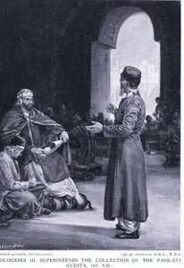 Vologeses III övervakar samlingen av Pahlavi Avesta 160AD (lito) av Margaret Dovaston