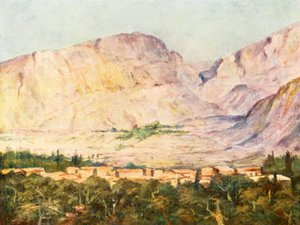 Druzisk by i Libanon (färglitografi)