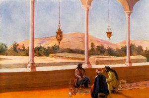 Interiör från ett privat hus i Damaskus (färglitografi)