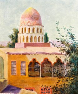 Moské, Damaskus (färglitografi)