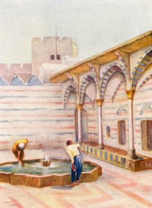Mosque es Sinamiyeh, Damaskus (färglitografi) av Margaret Thomas