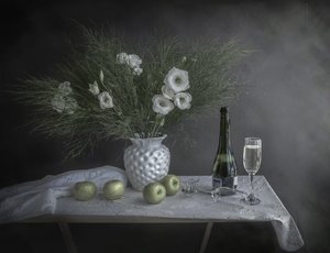 Blommor och champagne