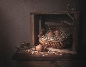 Ägg i rustik ankakorg av Margareth Perfoncio