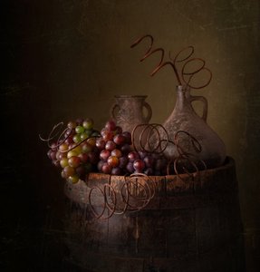 Rustikt stilleben med vin
