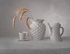 Vitt minimalistiskt stilleben av Margareth Perfoncio