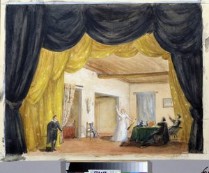 Förberedande dekor för operan "The Guest of Stone" av Margarita Genrichovna Genke-Shifrina