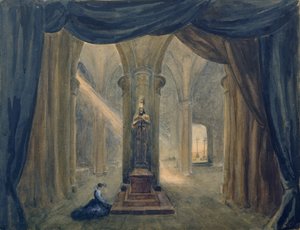 Scenografi för Alexander Dargomyzhskys "The Stone Guest av Margarita Genrichovna Genke-Shifrina
