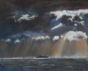Squalls at sea, 2022 (pastell) av Margo Starkey