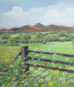 Sommartid i Cookham..Berks, 2020 (pastell) av Margo Starkey