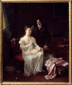 Lyckliga makar En ung borgerlig familj från det första imperiet. Målning av Marguerite Gerard (1761-1837) 1800-talets Lyon, Musee des Beaux Arts