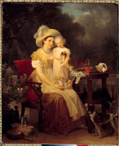 kvinna som sitter och håller en flicka på knä Målning av Marguerite Gerard (1761-1837) 1799 Sön. 0,64x0,53m. Dijon, Museum of Fine Arts.