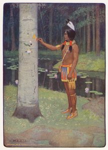 Illustration till Hiawatha av Longfellow (färglitografi)