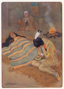 Illustration till Hiawatha av Longfellow (färglitografi)